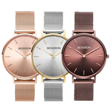 custom coffee runray face luxury mesh watches , own logo female ladies wrist watches